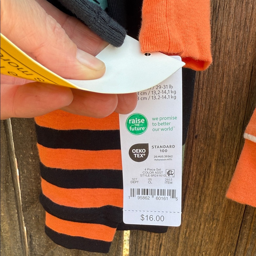 Carter's Halloween Skeleton Pajama Set - Black and Orange and TShirt Set - Picture 3 of 6